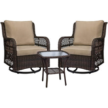 Load image into Gallery viewer, Idealhouse 3 Pieces Outdoor Wicker Swivel Rocker Patio Set
