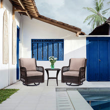 Load image into Gallery viewer, Idealhouse 3 Pieces Outdoor Wicker Swivel Rocker Patio Set
